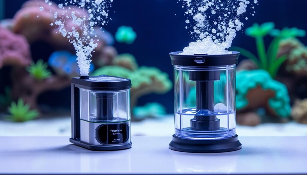découvrez comment choisir entre un écumeur nyos ou bubble magus en fonction du volume de votre aquarium pour une filtration optimale.